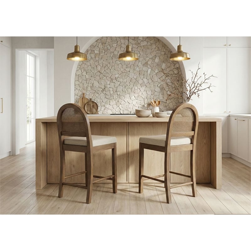 Best Master Furniture Calix Fabric Bar Chairs (Beige/Brown) - Set of 2