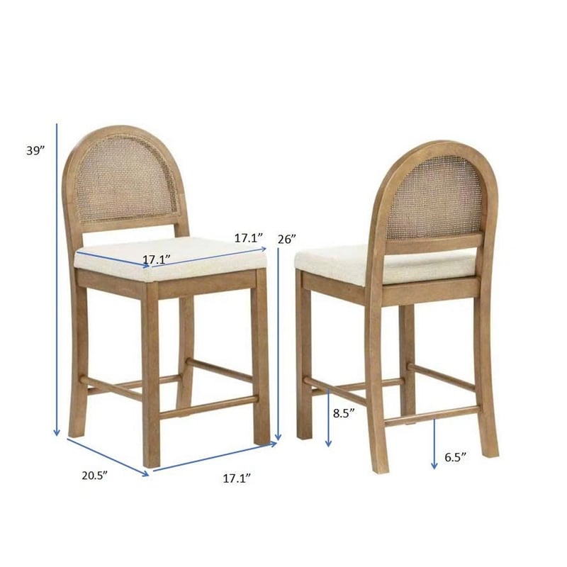 Best Master Furniture Calix Fabric Bar Chairs (Beige/Brown) - Set of 2