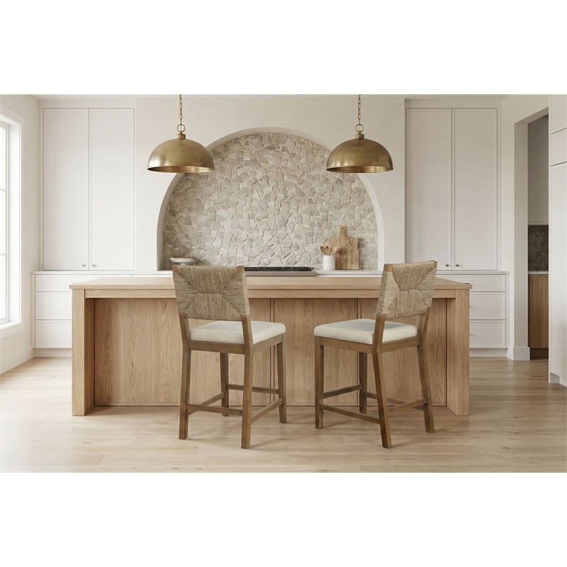 Best Master Furniture Channing Fabric Bar Chairs (Brown) - Set of 2