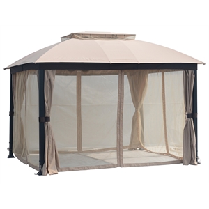 10x12 mosquito netting outdoor gazbeo canopy double roof vented in sand