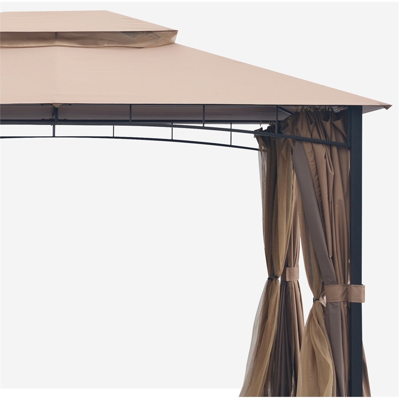 10x12 Patio Double Roof Vent Gazebo, Replacement Gazebo Curtains 10 X 12