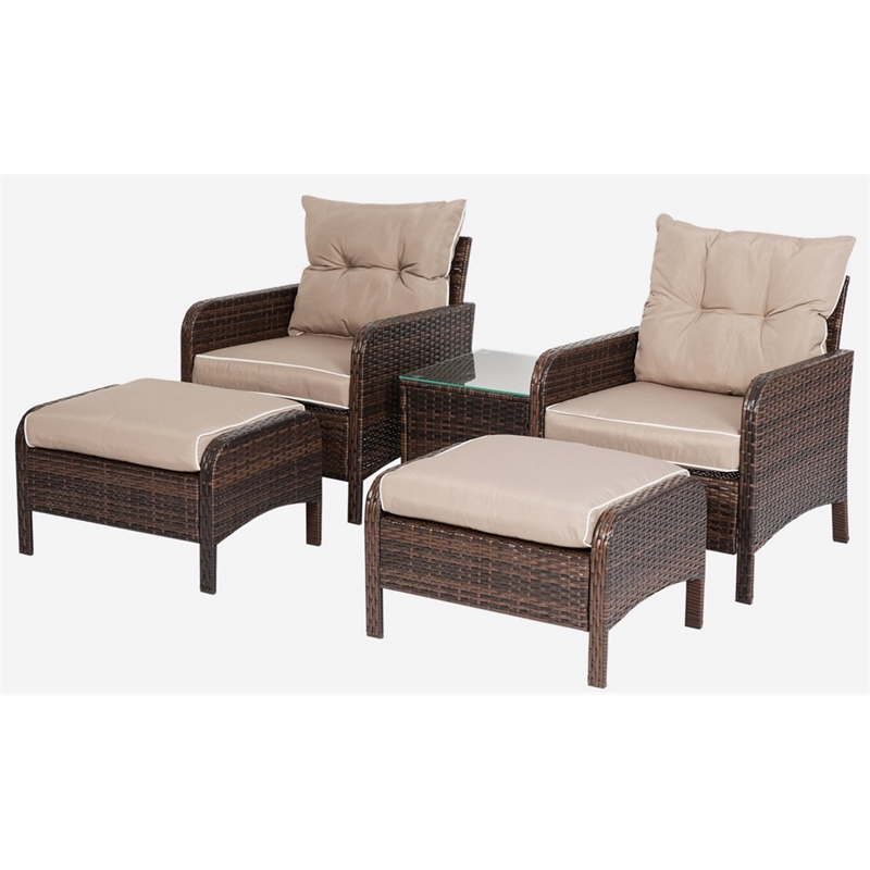 Wicker Patio Chair Set In Brown, Galvanized Steel Outdoor Furniture