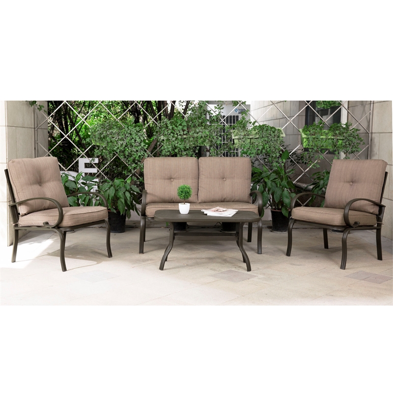 brown metal patio set