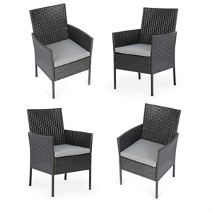 set of 4 patio chairs outdoor wicker / rattan dining chairs black