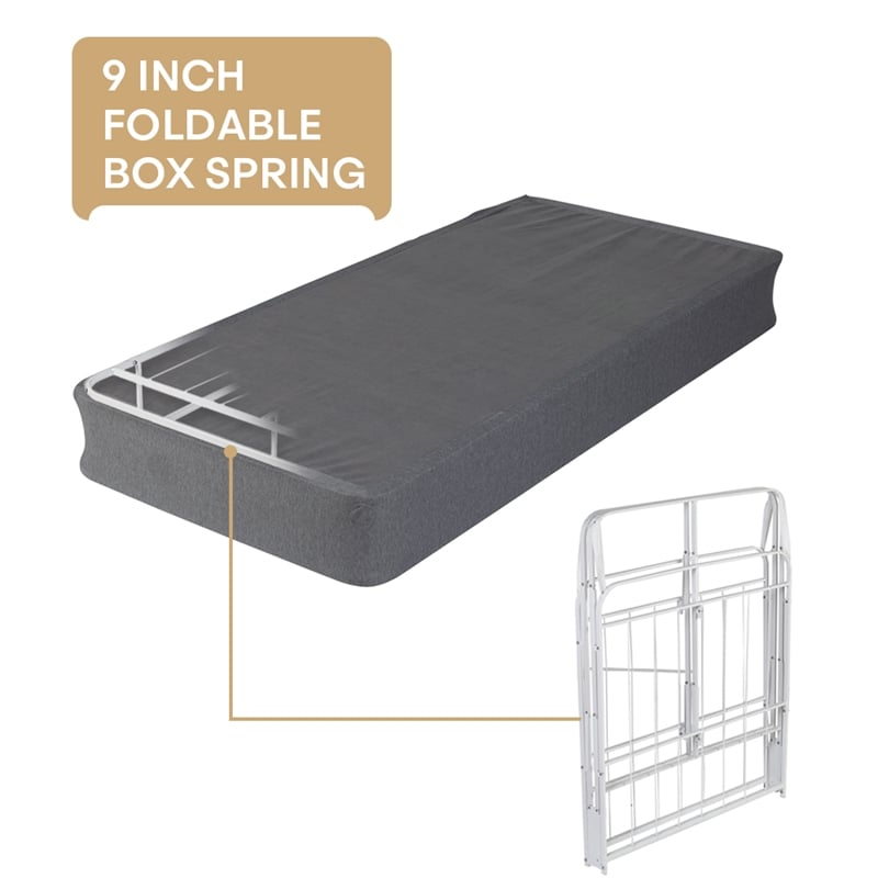 Foldable 9inch Mattress Foundation, Extra Long Twin Bed Box Spring And Mattress