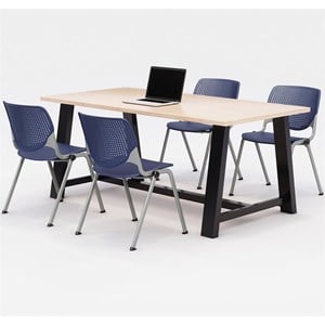 KFI Studios Midtown KOOL 5 Piece 3' x 6' Conference Set in Maple and Navy