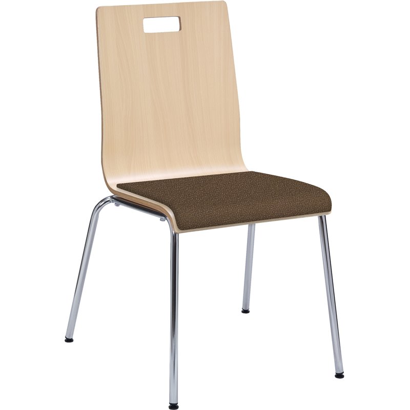 KFI JIVE Stylish Wooden Fabric Seat Cafe Dining Side Chair in Natural and Fudge