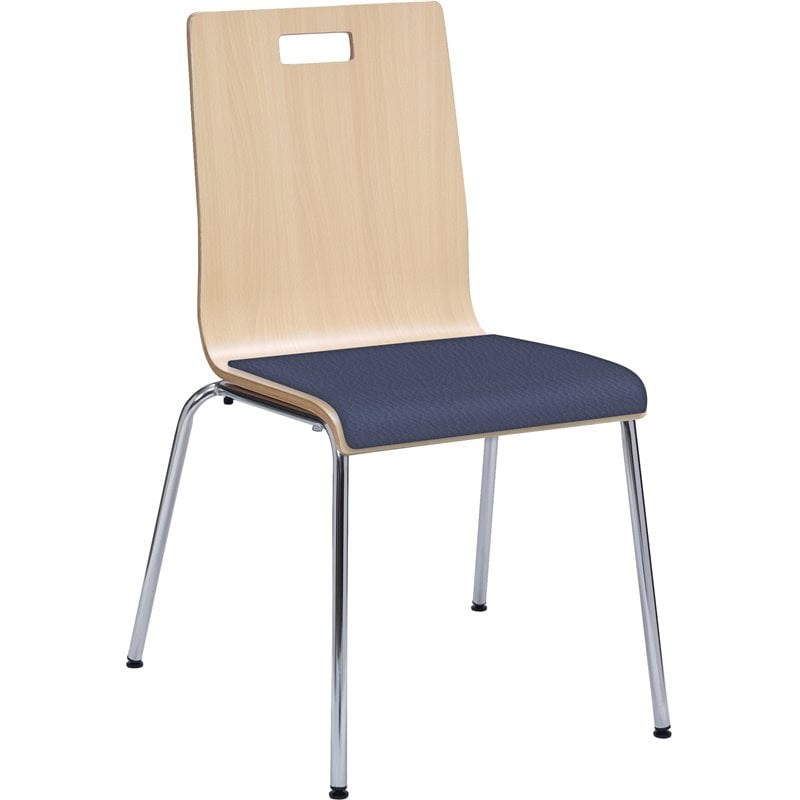 KFI JIVE Stylish Wooden Vinyl Seat Cafe Dining Side Chair in Natural and Grape