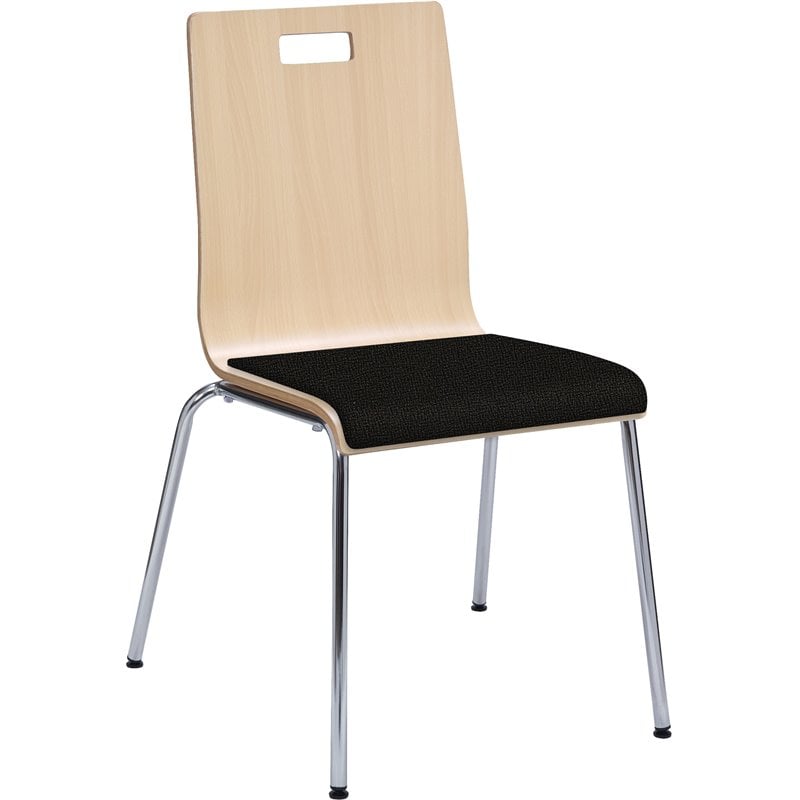 KFI JIVE Stylish Wooden Fabric Seat Cafe Dining Side Chair in Natural and Tuxedo