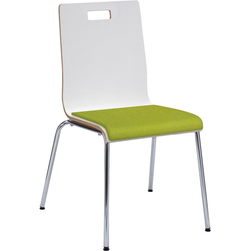 KFI JIVE Stylish Wooden Fabric Seat Cafe Dining Side Chair in White and Avocado