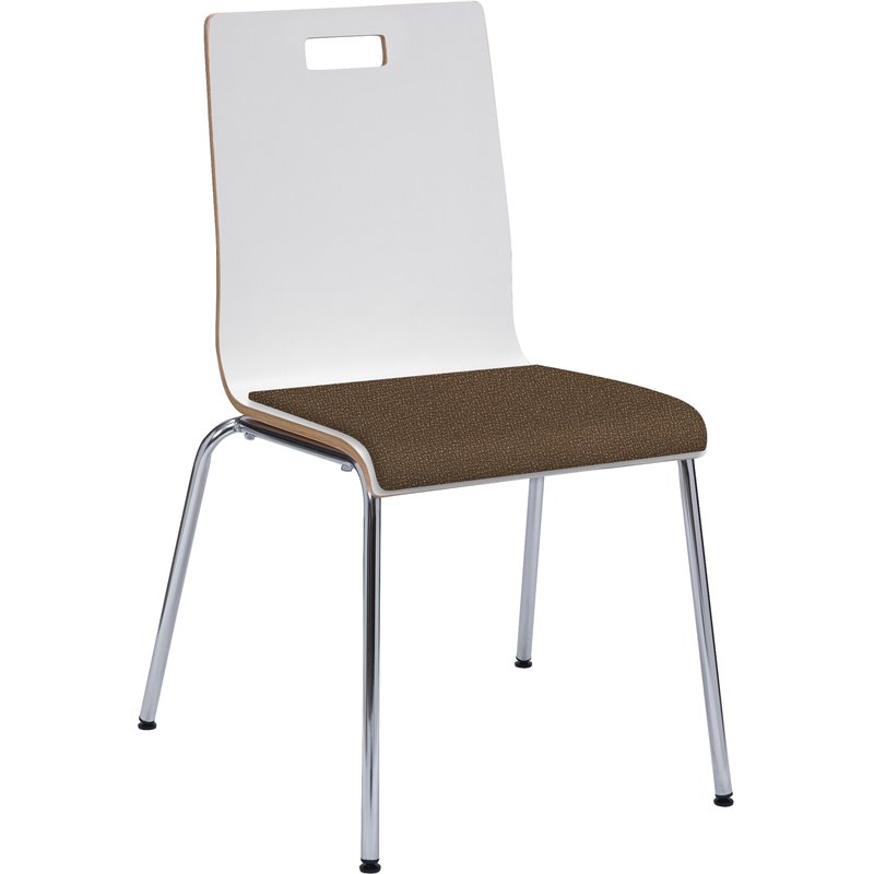 KFI JIVE Stylish Wooden Fabric Seat Cafe Dining Side Chair in White and Fudge