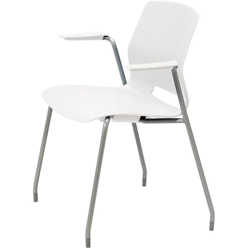 Olio Designs Lola Plastic Stackable Arm Chair in White