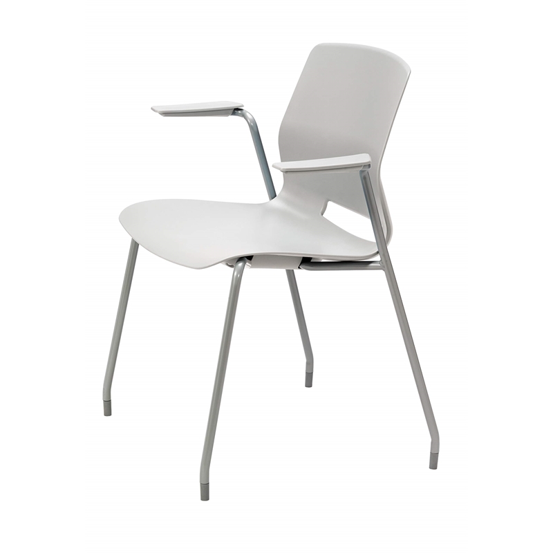 Olio Designs Lola Plastic Stackable Arm Chair in Light Gray