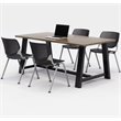 KFI Studios Midtown KOOL 5 Piece 3' x 6' Conference Set in Teak and Black