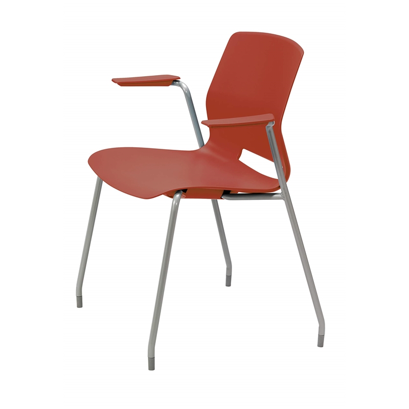 Olio Designs Lola Plastic Stackable Arm Chair in Peri Red