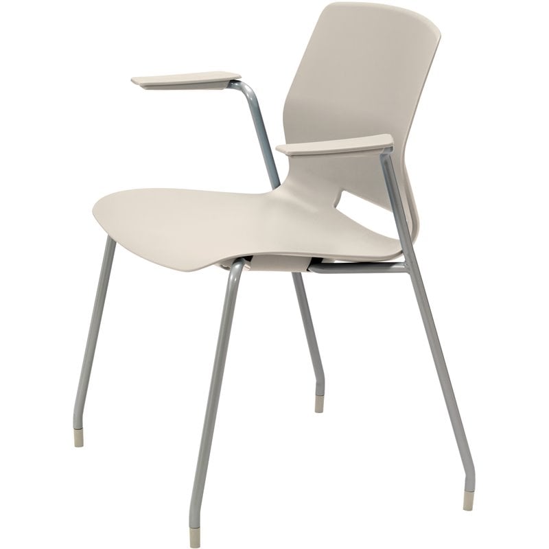 Olio Designs Lola Plastic Stackable Arm Chair in Moonbeam | Cymax Business