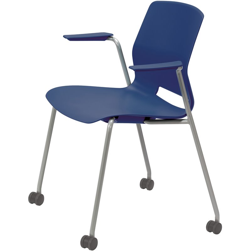 Olio Designs Lola Plastic Stackable Mobile Arm Chair in Navy