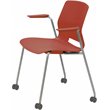 Olio Designs Lola Plastic Stackable Mobile Arm Chair in Peri Red
