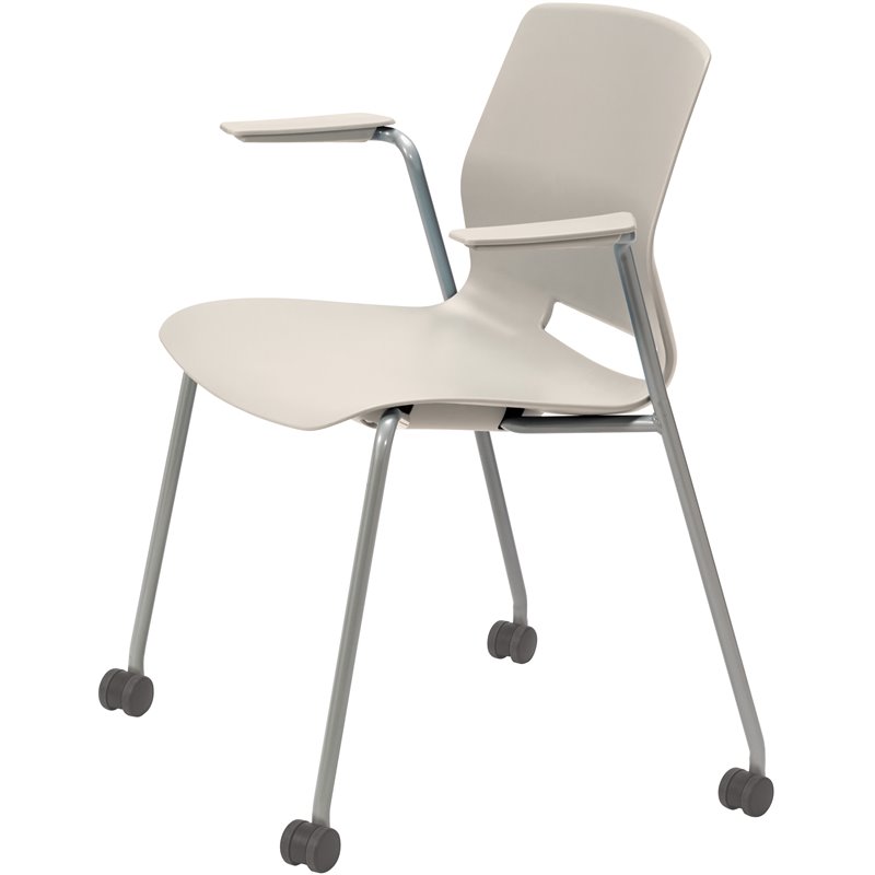 Olio Designs Lola Plastic Stackable Mobile Arm Chair in Moonbeam