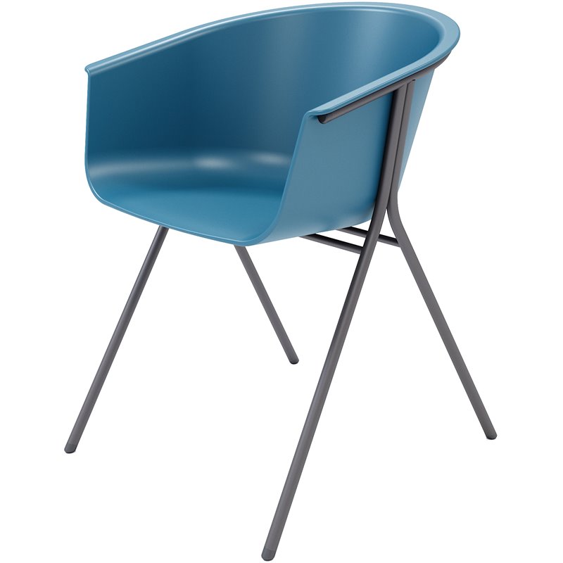 Olio Designs Tee Plastic Guest Arm Chair in Bermuda and Black Coffee
