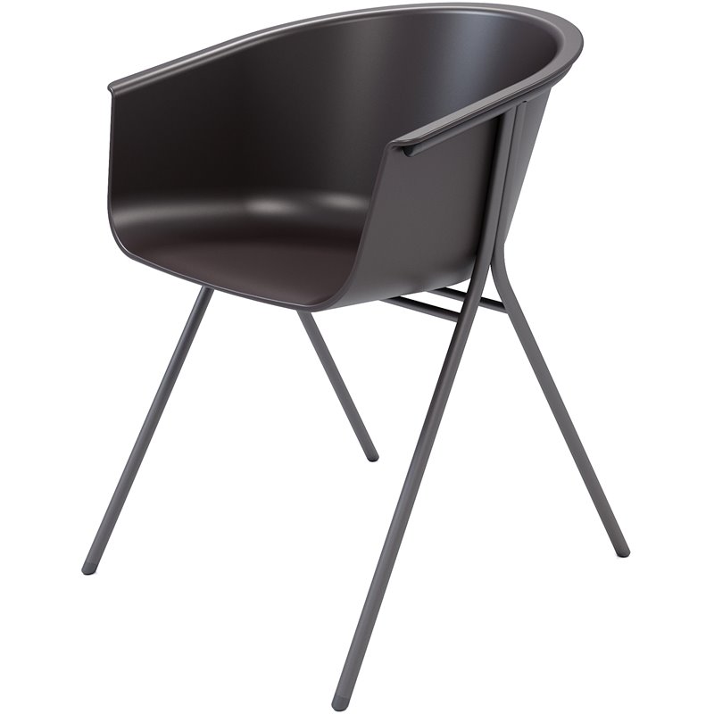 Olio Designs Tee Plastic Guest Arm Chair in Black Coffee