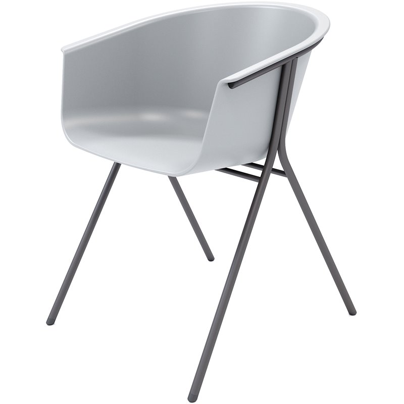 Olio Designs Tee Plastic Guest Arm Chair in Cool Gray and Black Coffee