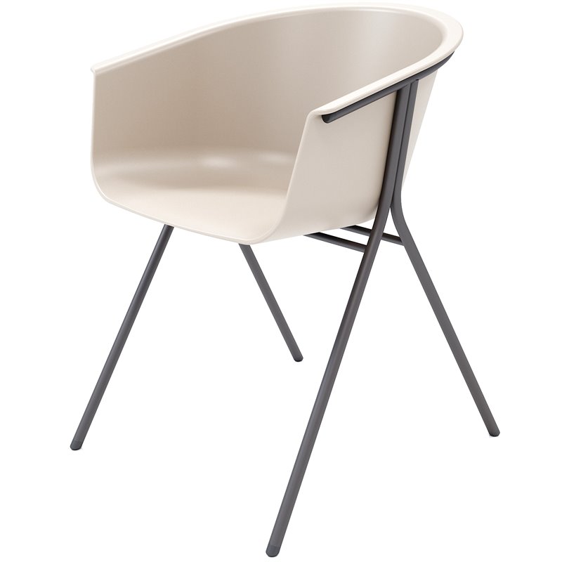 Olio Designs Tee Plastic Guest Arm Chair in Moonbeam and Black Coffee