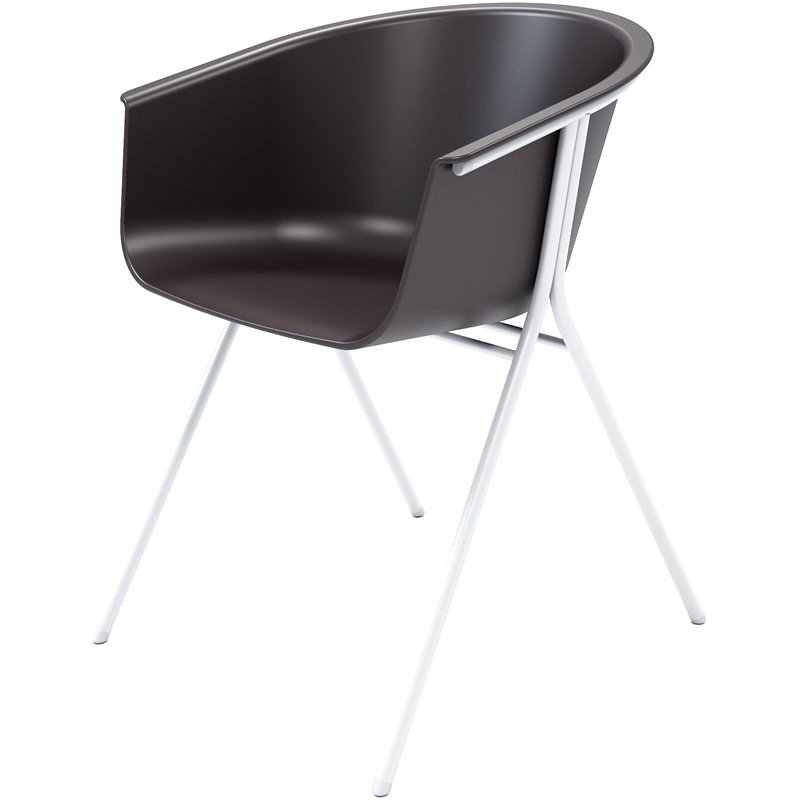Olio Designs Tee Plastic Guest Arm Chair in Black Coffee and Silver