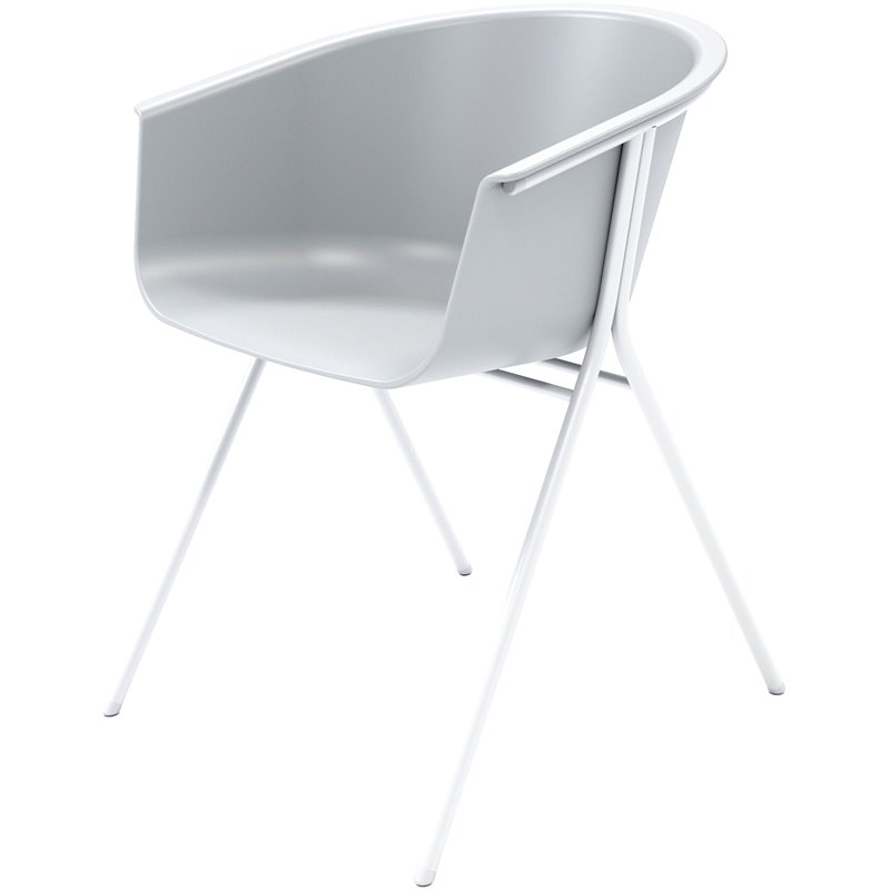 Olio Designs Tee Plastic Guest Arm Chair in Cool Gray and Silver