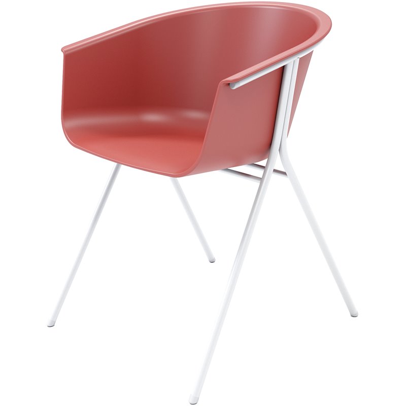 Olio Designs Tee Plastic Guest Arm Chair in Coral and Silver