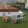 Olio Designs Ivy Patio Aluminum Dining Arm Chair in Gray and White