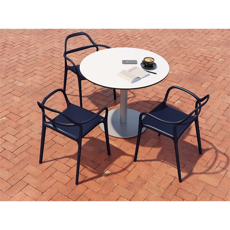 Olio Designs Dali Plastic Indoor-Outdoor Dining Arm Chair in Baltic