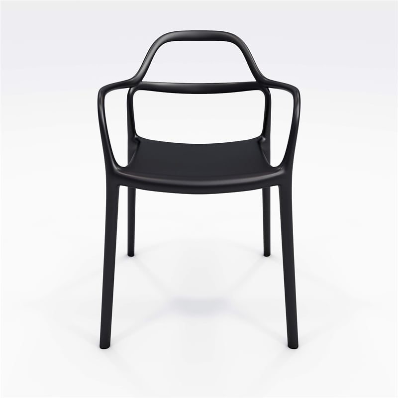 Olio Designs Dali Plastic Indoor-Outdoor Dining Arm Chair in Black