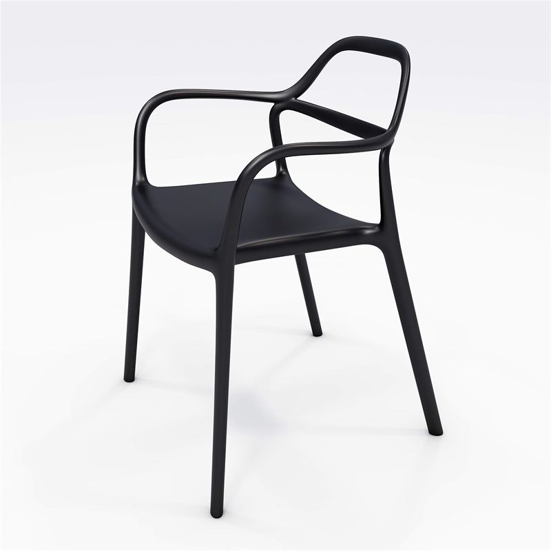 Olio Designs Dali Plastic Indoor-Outdoor Dining Arm Chair in Black