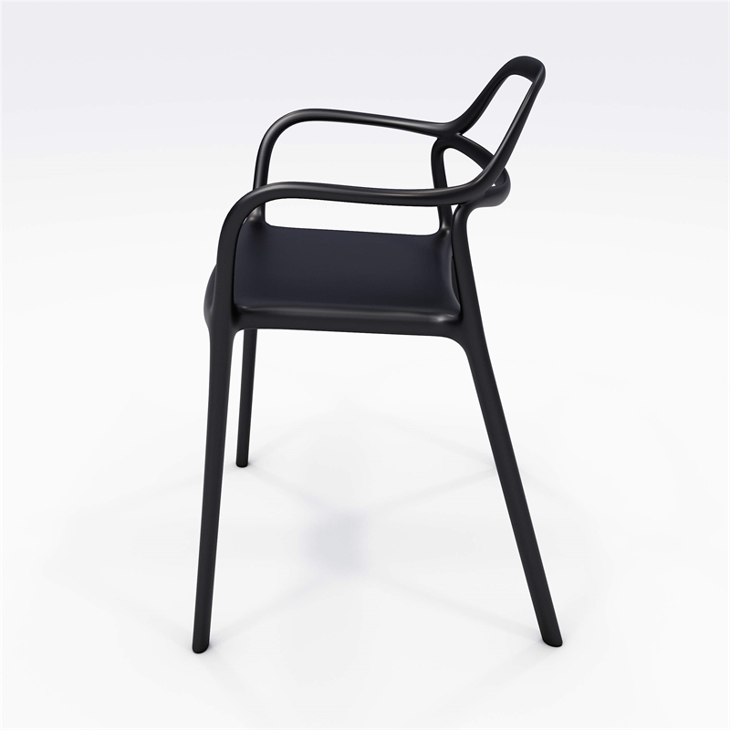 Olio Designs Dali Plastic Indoor-Outdoor Dining Arm Chair in Black