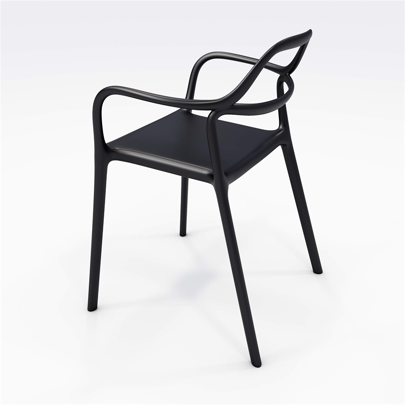 Olio Designs Dali Plastic Indoor-Outdoor Dining Arm Chair in Black