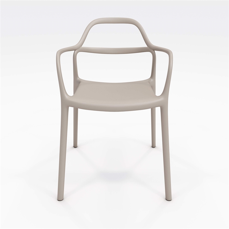 Olio Designs Dali Plastic Indoor-Outdoor Dining Arm Chair in Morel
