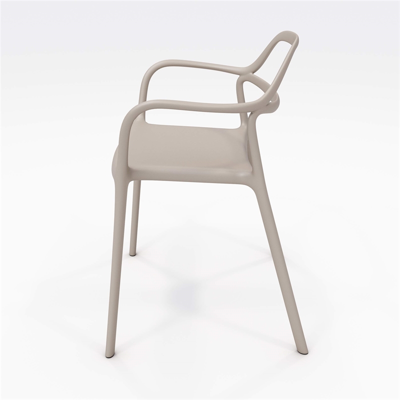 Olio Designs Dali Plastic Indoor-Outdoor Dining Arm Chair in Morel