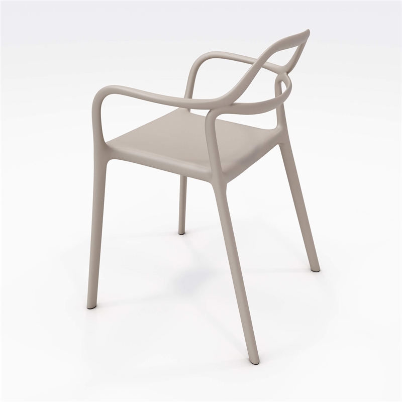Olio Designs Dali Plastic Indoor-Outdoor Dining Arm Chair in Morel