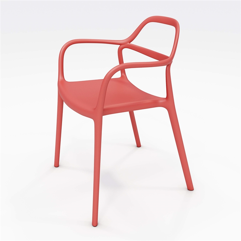Olio Designs Dali Plastic Indoor-Outdoor Dining Arm Chair in Poppy