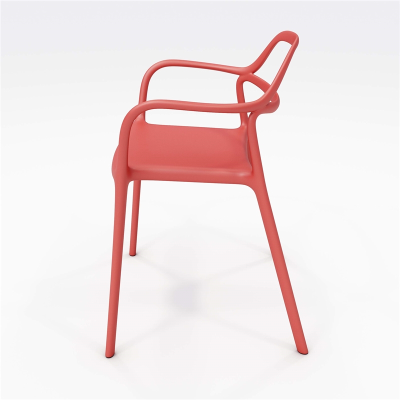 Olio Designs Dali Plastic Indoor-Outdoor Dining Arm Chair in Poppy