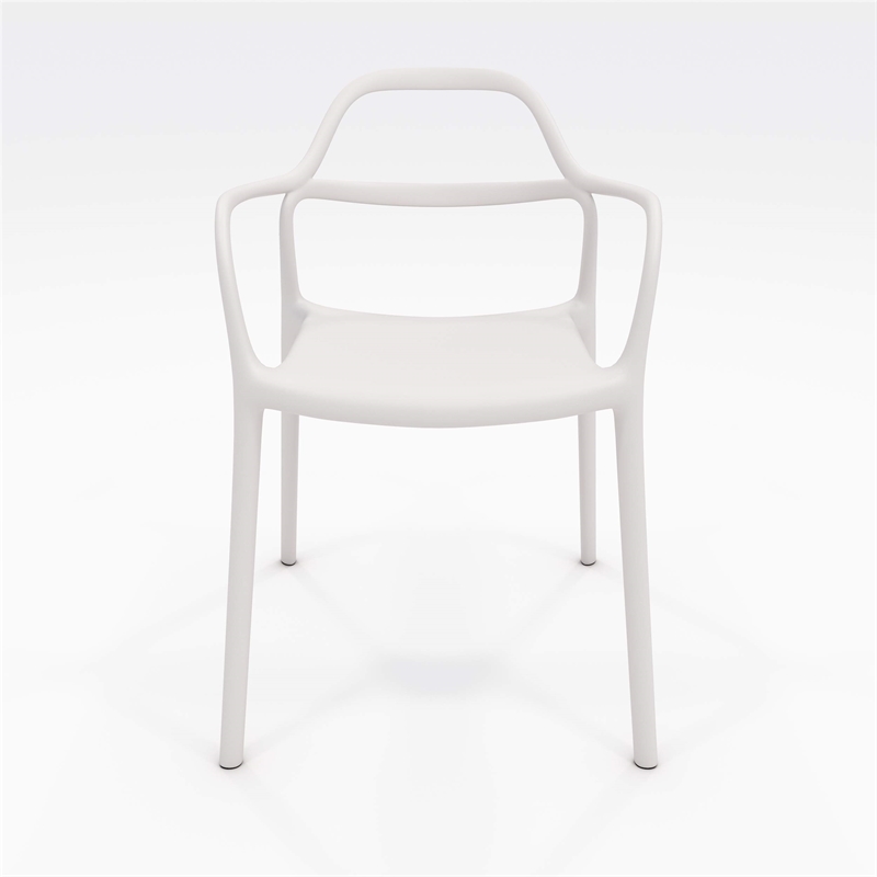 Olio Designs Dali Plastic Indoor-Outdoor Dining Arm Chair in White
