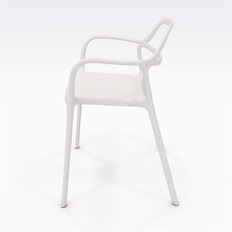 Olio Designs Dali Plastic Indoor-Outdoor Dining Arm Chair in White