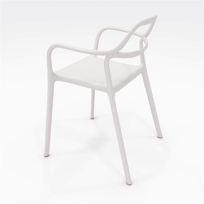 Olio Designs Dali Plastic Indoor-Outdoor Dining Arm Chair in White