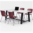KFI Studios Midtown KOOL 5 Piece 3' x 6' Conference Set in White and Burgundy