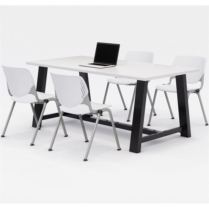 KFI Studios Midtown KOOL 5 Piece 3' x 6' Conference Set in White