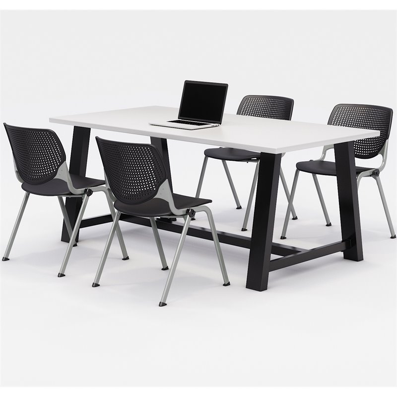 KFI Studios Midtown KOOL 5 Piece 3' x 6' Conference Set in White and Black