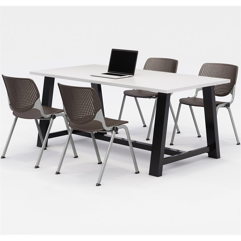 KFI Studios Midtown KOOL 5 Piece 3' x 6' Conference Set in White and Brownstone