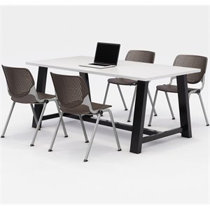 KFI Studios Midtown KOOL 5 Piece 3' x 6' Conference Set in White and Brownstone