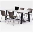 KFI Studios Midtown KOOL 5 Piece 3' x 6' Conference Set in White and Brownstone